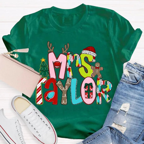 Personalized Christmas T-Shirt, Custom Christmas Tree Shirt, Holiday Tree Graphic Tee, Matching Family Christmas Shirt, Xmas 