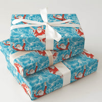 Tropical Pool Santa Claus Gift Wrap, Swimming Santa Wrapping Paper, Summer Christmas Holiday Paper, Humorous Vacation Wrapping Paper Roll