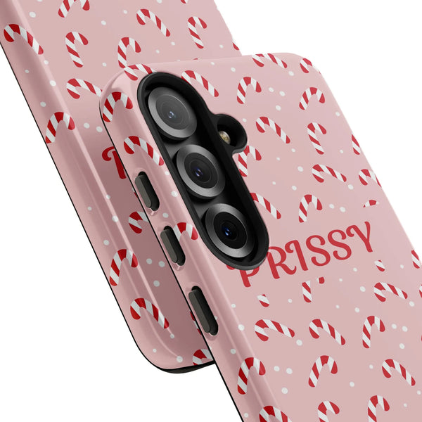 Samsung Galaxy Christmas Pattern Cover, Pink Candy Cane Phone Case, Adorable Holiday Peppermint Tough Phone Case, Xmas Presen