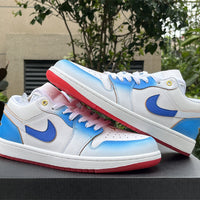 Low Top Sneakers, Blue White Colorway, Lace Up Design, Casual Gift for Sneaker Fans