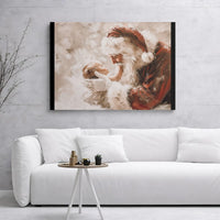 Whimsical Christmas Canvas Wall Art, Santa Claus Holding Newborn Baby Canvas Print, Holiday Nursery Canvas Decor, Family Christmas Present