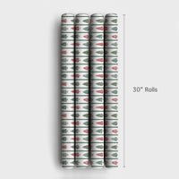 Red Green Pine Tree Gift Wrap, Striped Christmas Tree Wrapping Paper, Classic Holiday Present Paper, Traditional Striped Gift Wrapping Paper