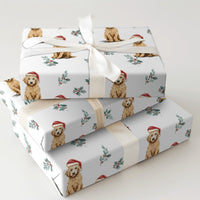 Adorable Dog Santa Gift Wrap, Goldendoodle Christmas Wrapping Paper, Goldendoodle Puppy Wrapping Paper