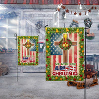 Double Sided Patriotic Lawn Flag, Christian Cross American Flag Garden Flag We Wish You Ameri Christmas Yard Flag, Holiday Yard Banner