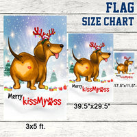 Humorous Weiner Dog Holiday Yard Flag, Dachshund Christmas Garden Flag Merry Kiss My Ass, Double-Sided Xmas Outdoor Lawn Decor