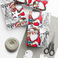 Interactive Santa Scene Gift Wrap Roll, Christmas Coloring Wrapping Paper, DIY Holiday Present Paper, Xmas Gift Wrapping Paper Roll