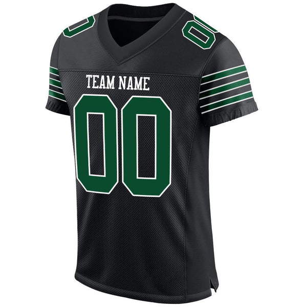 Custom Football Jersey - Black Grass Green-White Mesh Authentic
