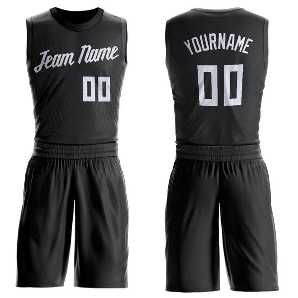 Custom Basketball Jersey - Black White Round Neck Uniform