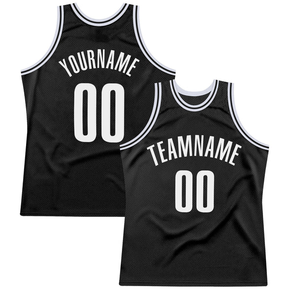 Custom Basketball Jersey - Black White Authentic Throwback