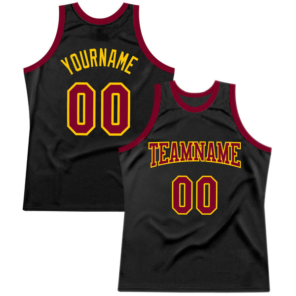 Custom Basketball Jersey - Black Maroon-Gold Authentic Throwback