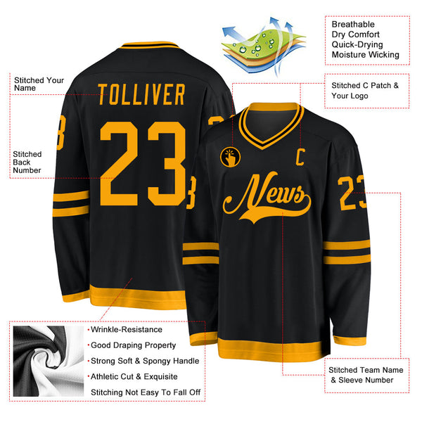 Custom Hockey Jersey - Black Gold