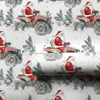 Off-Road Quad Bike Christmas Gift Wrap, Santa Riding ATV Wrapping Paper, Watercolor Santa Wrapping Paper, Winter Holiday Gift Wrapping Paper