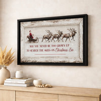 Santa Claus Sleigh Reindeer Holiday Quote Print, Christmas Wall Art Canvas, Farmhouse Christmas Canvas, Festive Winter Wall Decor
