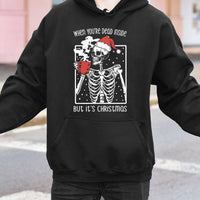 Dead Inside Coffee Holiday Sweatshirt, Skeleton Christmas Hoodie, Humorous Dark Humor Xmas Pullover, Skeleton Coffee Hoodie, Holiday Goth Present