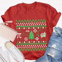 Festive STEM Holiday Teacher Tee, Math Elements Christmas Tree Shirt, Math Equations Xmas Tree Shirt, Science Teacher Christmas Shirt
