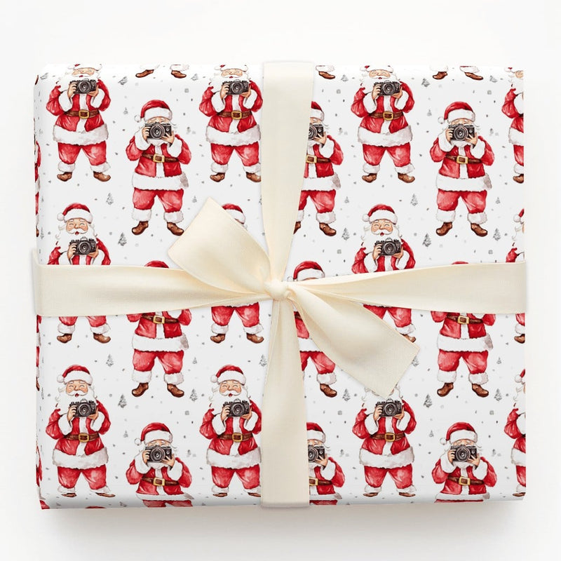 Vintage Camera Christmas Gift Wrap, Photographer Santa Claus Wrapping Paper, Whimsical Holiday Wrapping Paper, Photo Xmas Wrapping Paper