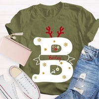 Reindeer Antlers Merry Christmas T-Shirt, Personalized Teacher Christmas Shirt, Custom Teacher Holiday Tee, Teacher Christmas Present