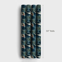 Coastal Christmas Gift Wrap, Sailing Santa Wrapping Paper, Tropical Holiday Wrapping Paper, Palm Tree Ocean Christmas Paper Roll