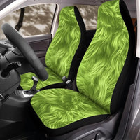 Holiday Plush Front Seat Covers, Lime Green Fuzzy Car Seat Covers, Green Monster Car Seat Covers, Christmas Auto Bucket Seat Protector Set