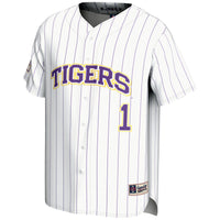 #1 LSU Tigers Lightweight Baseball Jersey - White