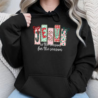 Christian Christmas Hoodie, Jesus Is the Reason for the Season Hoodie, Plaid Candy Cane Holiday Sweatshirt, Faith Christmas Hooded Sweater