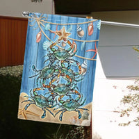 Coastal Holiday Yard Flag, Blue Crab Christmas Tree Garden Flag, Double Sided Beach House Garden Flag, Nautical Christmas Porch Lawn Decor