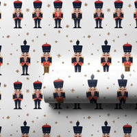 Toy Soldier Gift Wrap, Nutcracker Christmas Wrapping Paper, Traditional Holiday Wrapping Paper, Gold Star Xmas Paper, Festive Gift Wrap