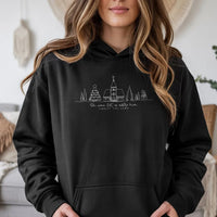 Minimalist Christian Christmas Hoodie, Oh Come Let Us Adore Him Hoodie, Line Art Faith Holiday Pullover, Nativity Religious Church Hoodie
