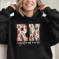 Festive Holiday Nurse Hoodie, RN Registered Nurse Christmas Hoodie, Nursing Student Pullover, Medical Worker Xmas Graphic Hoodie, Nurse Present