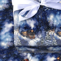 Winter Forest Night Gift Wrap, Christmas Steam Train Wrapping Paper, Locomotive Snow Paper Roll, Holiday Gift Wrap, Train Lover Xmas Paper