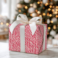 Classic Christmas Gift Wrap, Red Candy Cane Wrapping Paper, Striped Holiday Wrapping Paper, Festive Winter Present Paper Roll