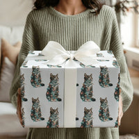 Tabby Kitten Holiday Lights Gift Wrap, Humorous Cat Christmas Wrapping Paper, Adorable Pet Lover Wrapping Paper, Festive Christmas Gift Wrap Roll