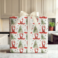 Meditating Santa Tree Wrapping Paper, Seated Yoga Santa Wrapping Paper, Zen Holiday Christmas Wrapping Paper, Festive Yogi Gift Wrap Roll