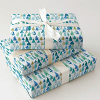 Blue Green Christmas Gift Wrap, Watercolor Pine Forest Wrapping Paper, Winter Tree Pattern Wrapping Paper, Holiday Season Present Wrap