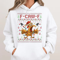 Humorous Screaming Chicken Hoodie, F-Caw-F Ugly Christmas Hoodie, Screaming Rooster Sweatshirt, Poultry Lover Hoodie, Gag Christmas Present