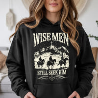 Western Cowboy Nativity Hoodie, Wise Men Still Seek Him Hoodie, Christian Faith Christmas Pullover Hoodie, Religious Holiday Present