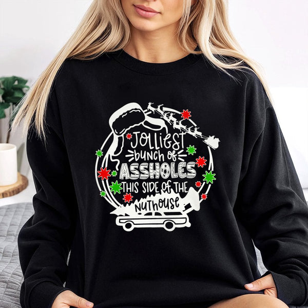 Humorous Christmas Vacation Movie Quote Sweater, Jolliest Bunch Sweatshirt, Holiday Family Matching Pullover, Retro Xmas Part