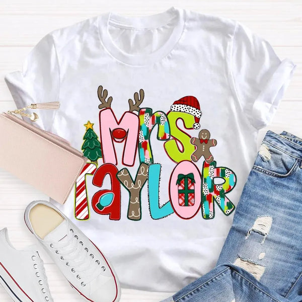 Personalized Christmas T-Shirt, Custom Christmas Tree Shirt, Holiday Tree Graphic Tee, Matching Family Christmas Shirt, Xmas 