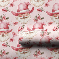 Western Christmas Gift Wrap, Pink Cowboy Santa Wrapping Paper, Retro Cowgirl Santa Wrapping Paper, Whimsical Holiday Present Wrap Roll