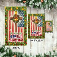 Double Sided Patriotic Lawn Flag, Christian Cross American Flag Garden Flag We Wish You Ameri Christmas Yard Flag, Holiday Yard Banner