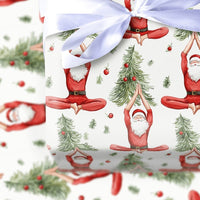Meditating Santa Tree Wrapping Paper, Seated Yoga Santa Wrapping Paper, Zen Holiday Christmas Wrapping Paper, Festive Yogi Gift Wrap Roll