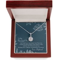 Cushion Cut Pendant, Eternal Hope Necklace for Wife, Cubic Zirconia Necklace, White Gold Stainless Steel Jewelry, Christmas Necklace Present