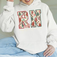 Festive Holiday Nurse Hoodie, RN Registered Nurse Christmas Hoodie, Nursing Student Pullover, Medical Worker Xmas Graphic Hoodie, Nurse Present