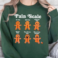 Humorous Nurse Christmas Sweater, Gingerbread Pain Scale Sweatshirt, Holiday Hospital Medical Crewneck, Adorable RN Doctor Xmas Present