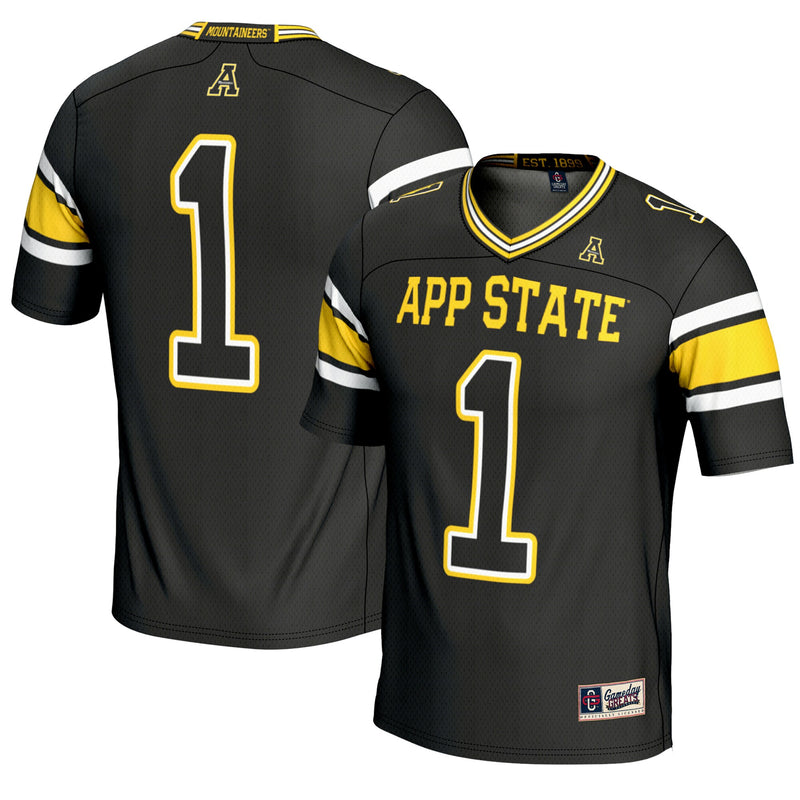 #1 Appalachian State Mountaineers Endzone Football Jersey - Black