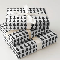 Black and White Christmas Wrapping Paper, Minimalist Pine Tree Wrapping Paper, Modern Tree Gift Wrap, Holiday Present Wrapping Paper