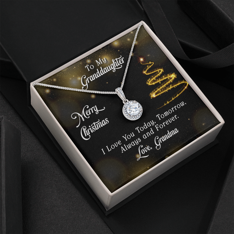 Grandma to Granddaughter Necklace, Granddaughter Christmas Necklace, Eternal Hope Cubic Zirconia Pendant Necklace, Holiday Present for Her