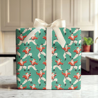 Teal Martial Arts Christmas Gift Wrap, Karate Santa Wrapping Paper, Black Belt Santa Wrapping Paper, Humorous Holiday Karate Fighter Gift Wrap