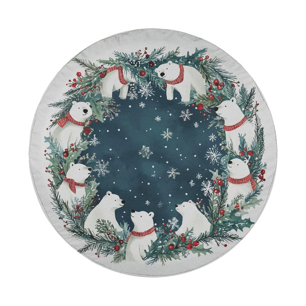 Arctic Holiday Tire Cover, Polar Bear Christmas Wreath Spare Tire Cover, Winter Xmas Spare Tire Cover, Festive SUV Jeep RV De