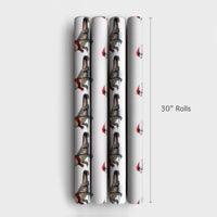 Humorous Holiday Gift Wrap, Santa Hat Alligator Christmas Wrapping Paper, Adorable Watercolor Alligator Wrapping Paper, Winter Animal Present Wrap